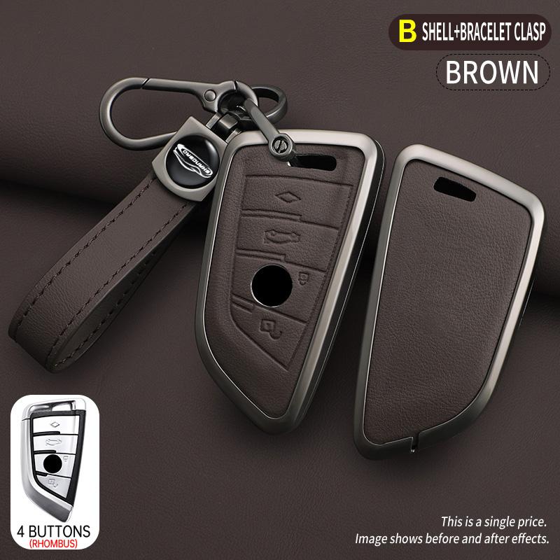 Car Zinc Alloy Leather Key Case Cover For BMW X1 X3 X5 X6 X7 F20 F15 F16 F48 G20 G30 G01 G02 G05 G11 G32 1 3 7 Series Accessorie