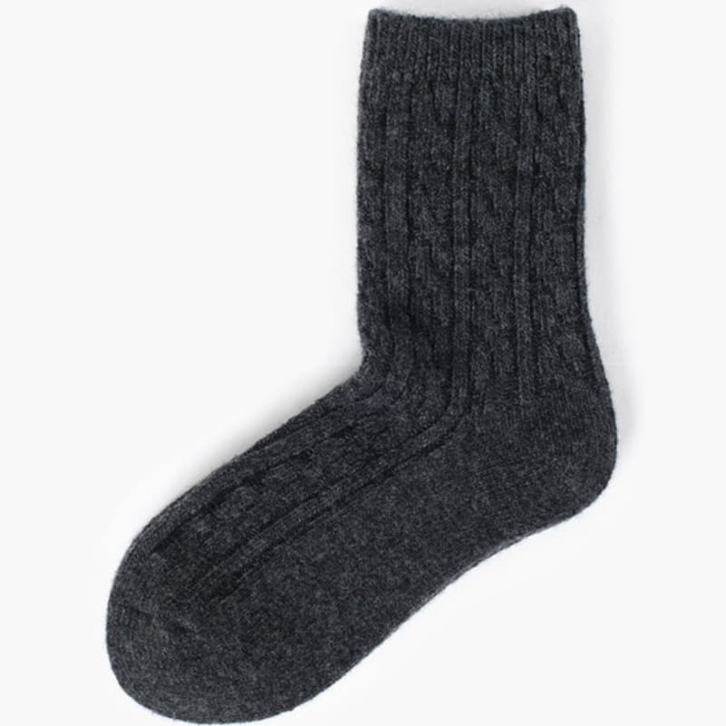 Abiruz Women's Solid Cable Wool Socks Charcoal