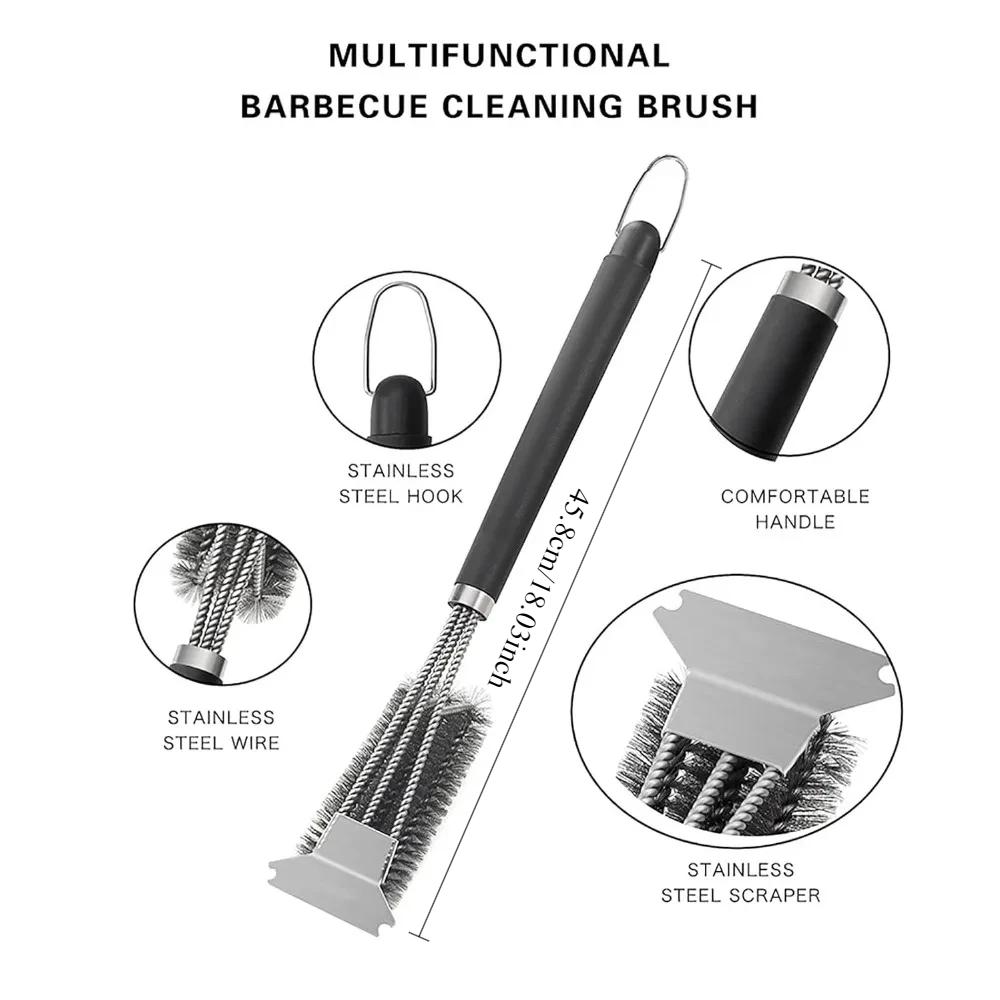 1PC Safe Grill Brush and Scraper with Deluxe Handle Grill Cleaner Brush Stainless Steel Bristle Grill Brush Accessories