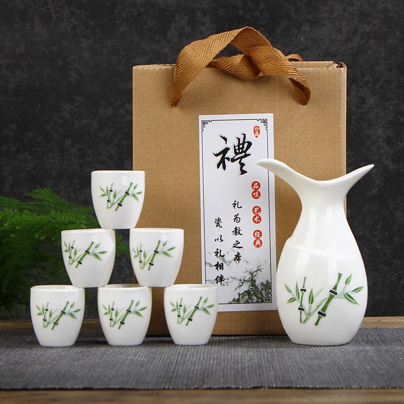 Vintage Ceramic Sake Pot Set 1 Bottle 6 Cups Small Wine Cups Baijiu Cup Japanese Household Sake Pot Bar Set In Gift Box 2025 New