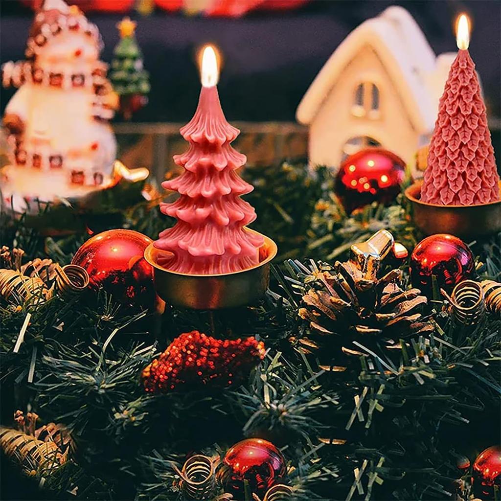 DIY 3D Christmas Tree Silicone Mold Resin Epoxy Small Irregular Pine Needle Tree Craft Candle Making Kit Holiday Decor