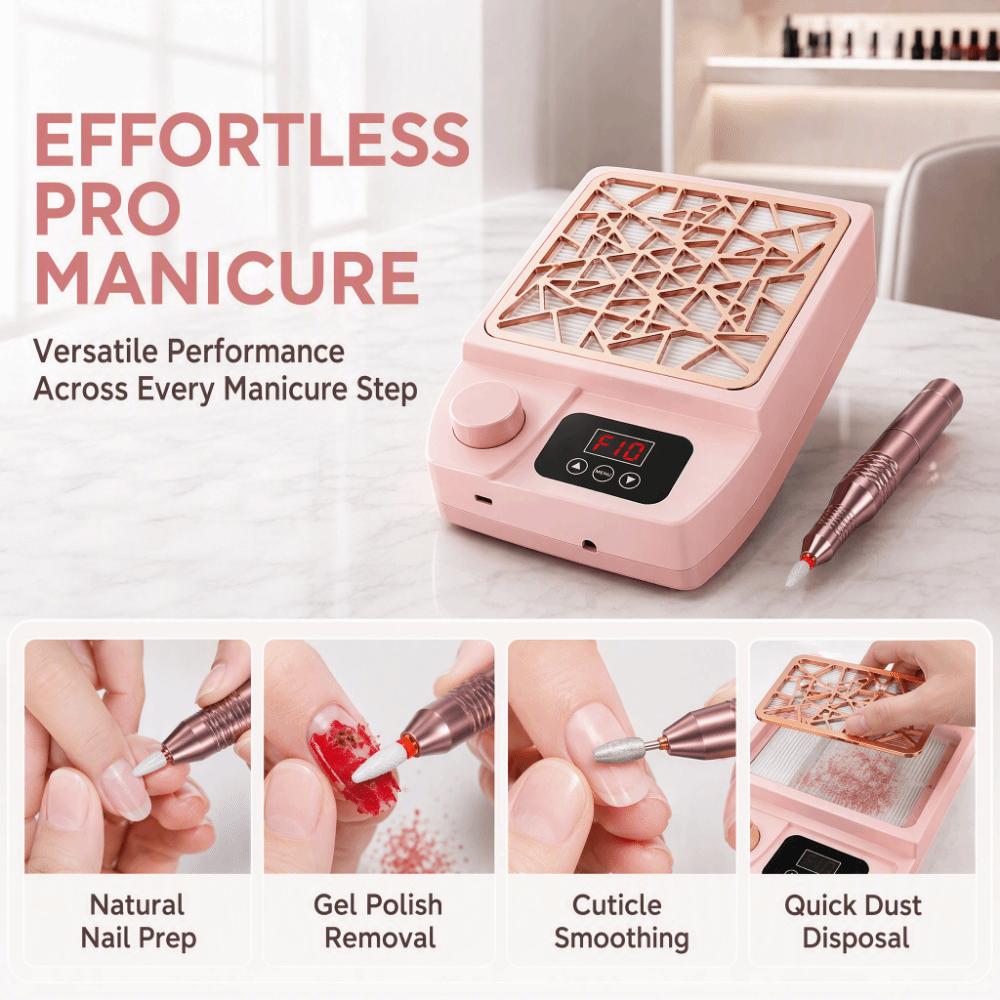2-in-1 Nail Vacuum Cleaner Mini Nail Dust Machine Nail Tool Electric Nail Drill File Nail Grinding
