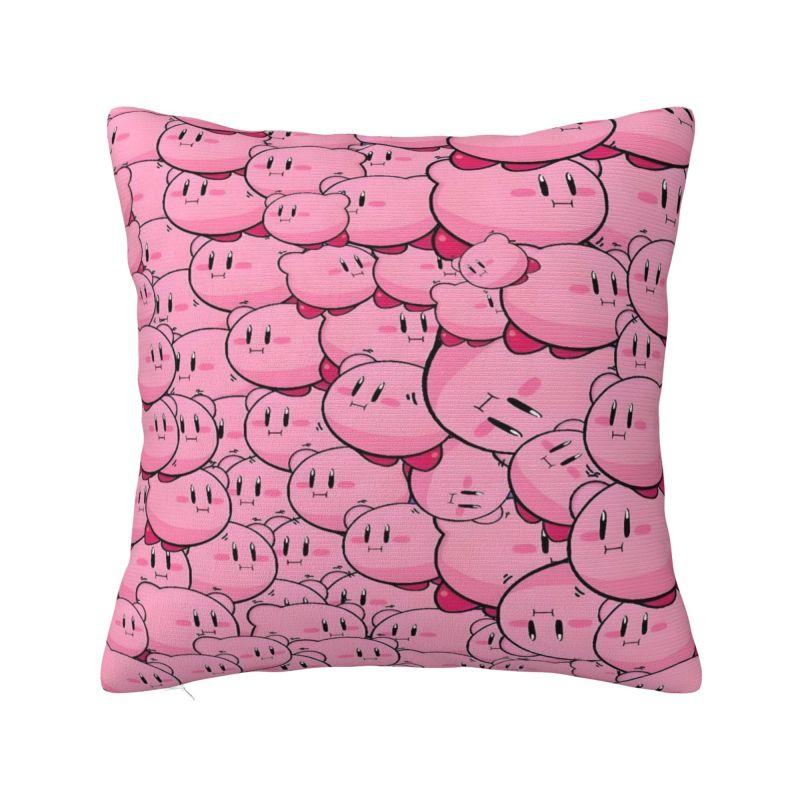 Custom Kirbys Video Game Cushion Cover Cartoom Anime Velvet Modern Pillow