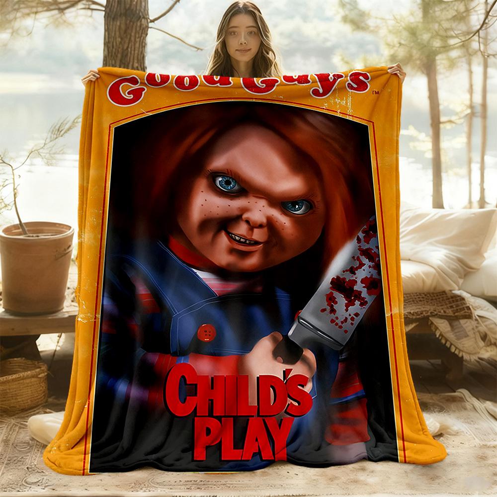 1ks Chucky Venkovní deka Lehký flanel, Měkká a teplá, Celoroční použití pro pohovku, Venku, Kempování, Obývací pokoj, Kancelář, Židli