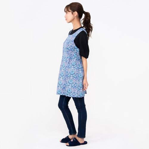 Naigai LIBERTY Floral Apron, Stylish, Water-Repellent, with Pockets, Nordic Style, Tie-Back, Suitable for Kitchen and Nursery School, Women's, 7055400