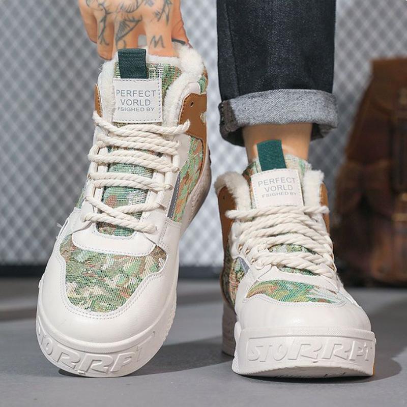 High Quality Men Shoes Winter Snow Shoes for Men Outdoor Thick-soled Non-slip Warm Cotton Shoes Fashion Lace-up Casual Sneakers