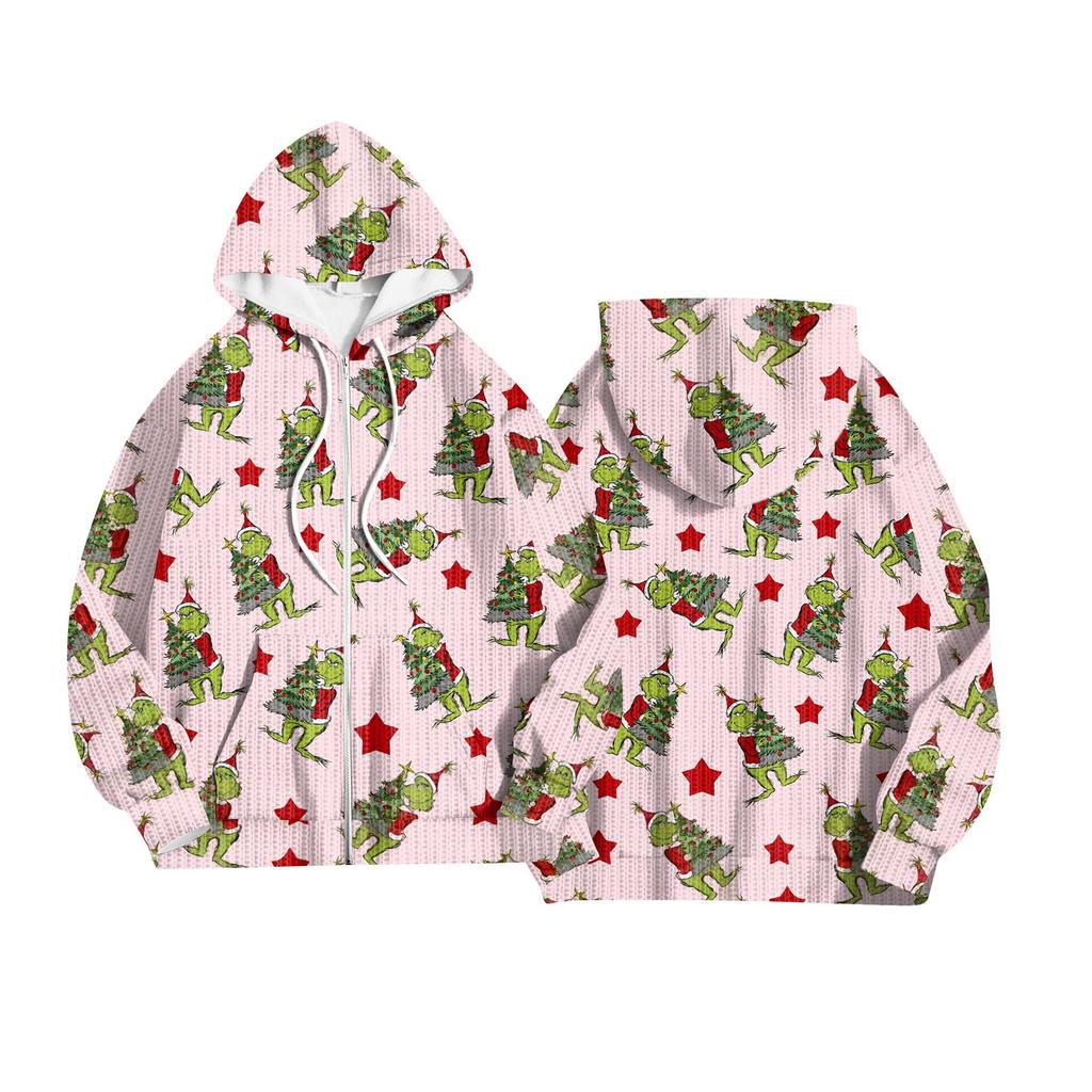 Women's Fashion Jacket Casual Printed Long-sleeved Hooded Cardigan Sweatshirts