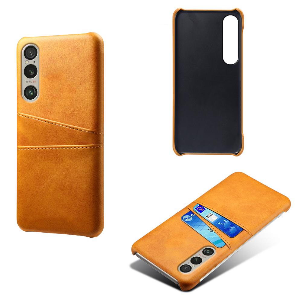 For Sony Xperia 1 VI Case Dual Card Slots PU Leather PC Hard Phone Cover