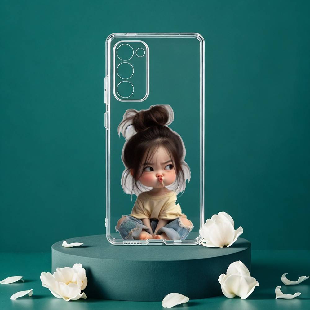 C-Cartoon Cute Baby Girl Phone Case For Samsung Galaxy S24 S25 S23 S22 S21 Plus S24 S25 Transparent Cover Case