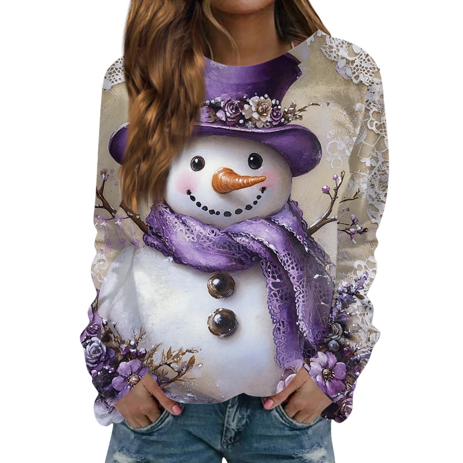 

Жіноча повсякденна модна різдвяна ялинка з круглим вирізом і довгим рукавом M