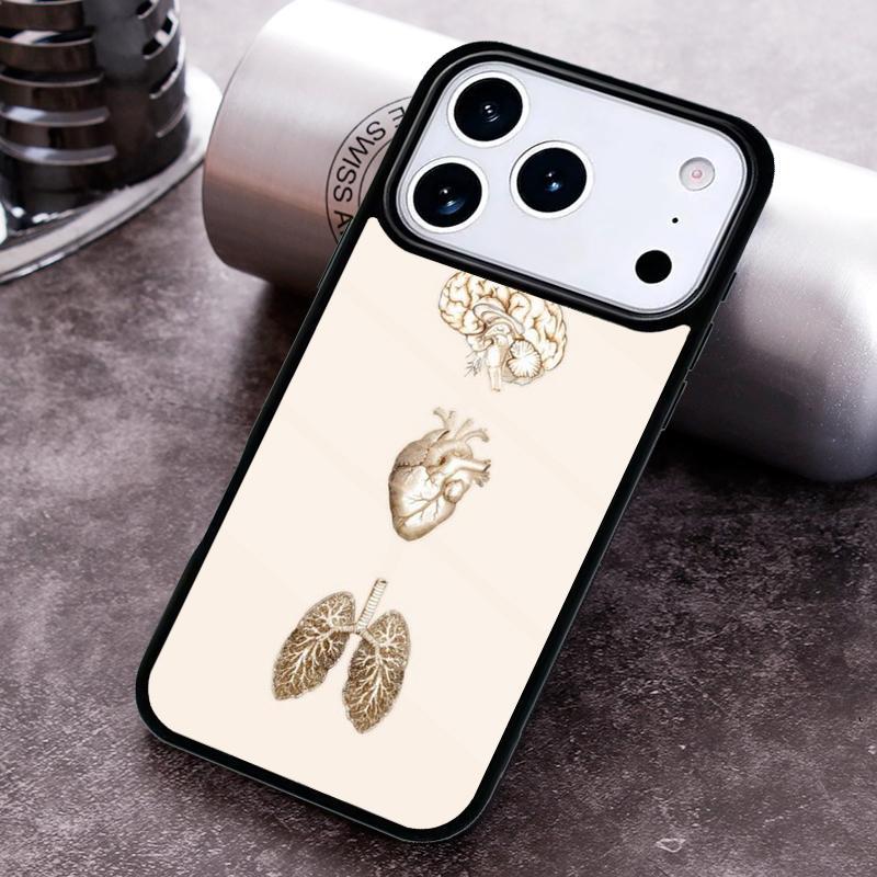 Human Organs Brain Phone Case for iPhone 17 16 15 Pro Max Air 14 13 12 11 Plus Shockproof Cover