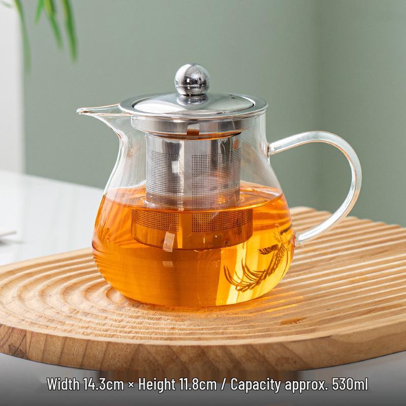 High-Quality Borosilicate Glass Tea Set: 5-Piece Heat-Resistant Kit with Tea Infuser and Separate Flower Tea Filter for Home Use.