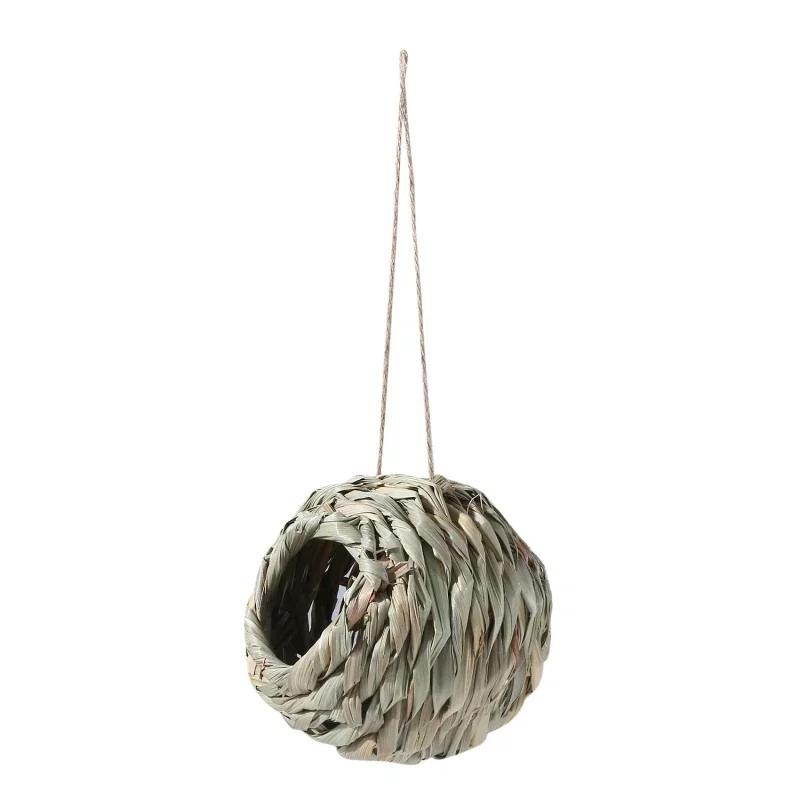 Birds Nest Bird Cage Grass Egg Cage Bird House Outdoor Decorative Weaved Hanging Parrot Nest Houses Pet Bedroom