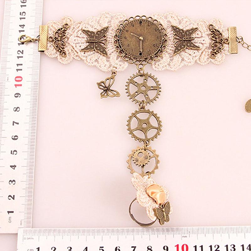 Women's Vintage Steampunk Gloves Wrist Cuff Gear Girls Jewelry Accessories Victorian Bracelets Costume Lace Handwear