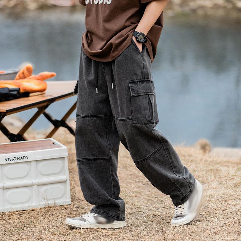 Frühlings- und Herbst Herren Locker sitzende Jeans mit Taschen