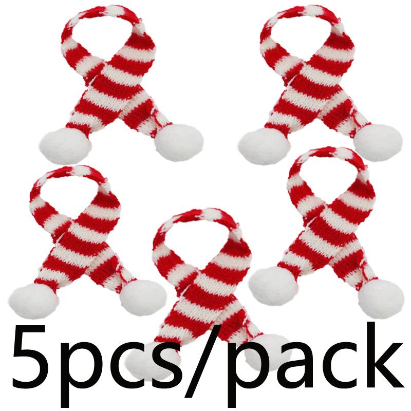 (5Pcs/bag)20cm Christmas Mini Scarf Landscape Decoration Knitted Finger Scarfs Xmas Tree Hanging Decoration Party Children's Toy