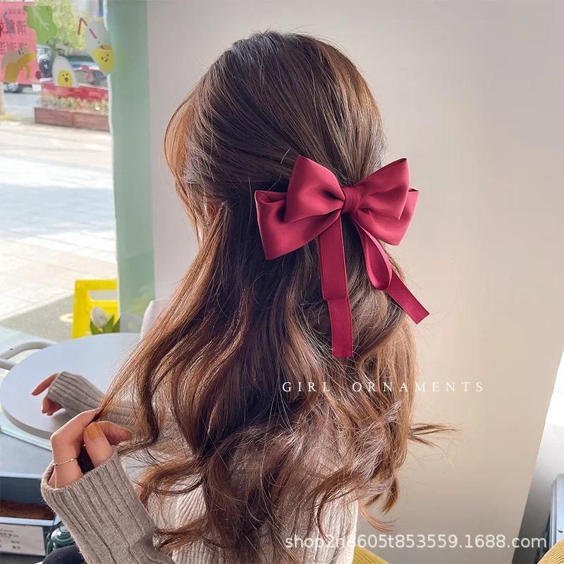 Satin Drape Three-Layer Bow Hair Clip - High Quality Solid Color Headwear