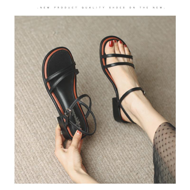 Women's Roman Sandals 2024 Summer New Fashion Flat Open Toe Shoes Casual Elegant Beach Thin Band Sandals Sandalias De Mujer