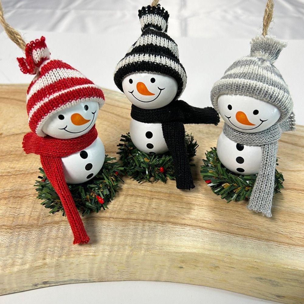 Wooden Christmas Snowman Doll Delicate Cartoon Wall Hanging Ornament Artificial Multifunctional Christmas Tree Pendant New Year
