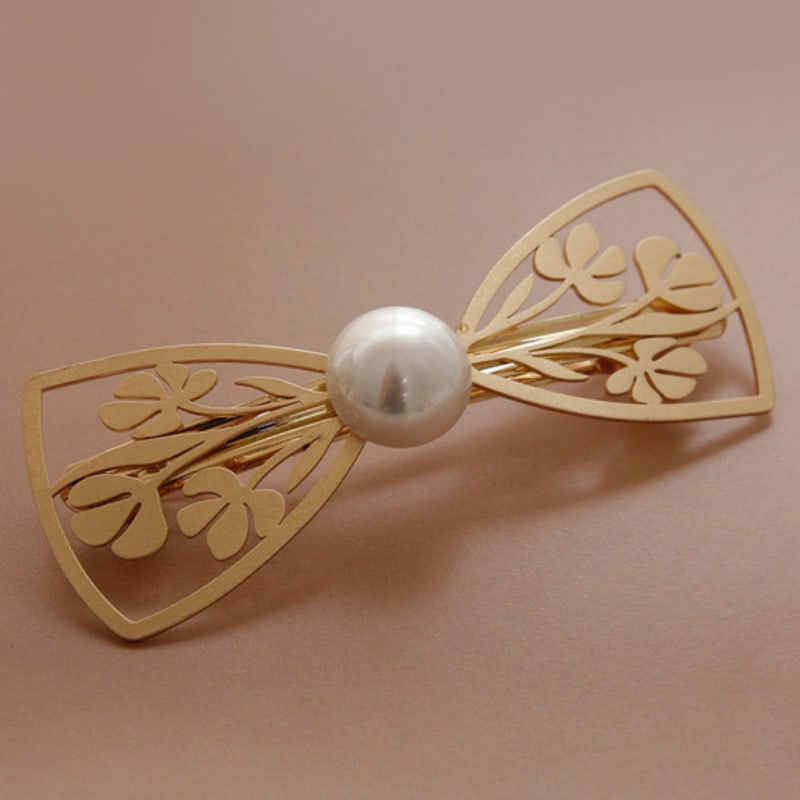 

J.Lauren Metal Ribbon Pearl Auto Hair Pin H01188 single type