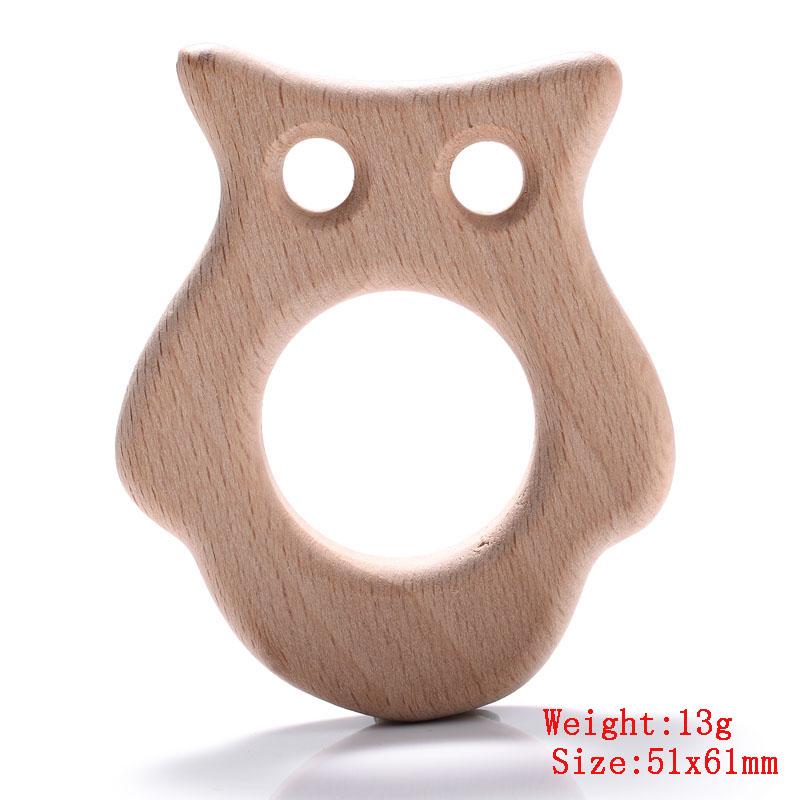 5Pcs/Lot Baby Pacifier Chain Chew Accessories Animal Shape Natural Beech Teething Wooden Teether Pendant Accessories