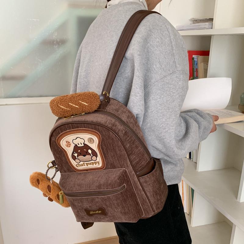 Schoolbag1011 Korean Version of College Style Winter Plush Handbag Women's Bag New Simple Cute Puppy Backpack