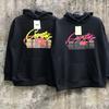 Mens Oversized Hooded Sweatshirt With Distressed Letter Print Cotton Blend Loose Fit Casual Streetwear