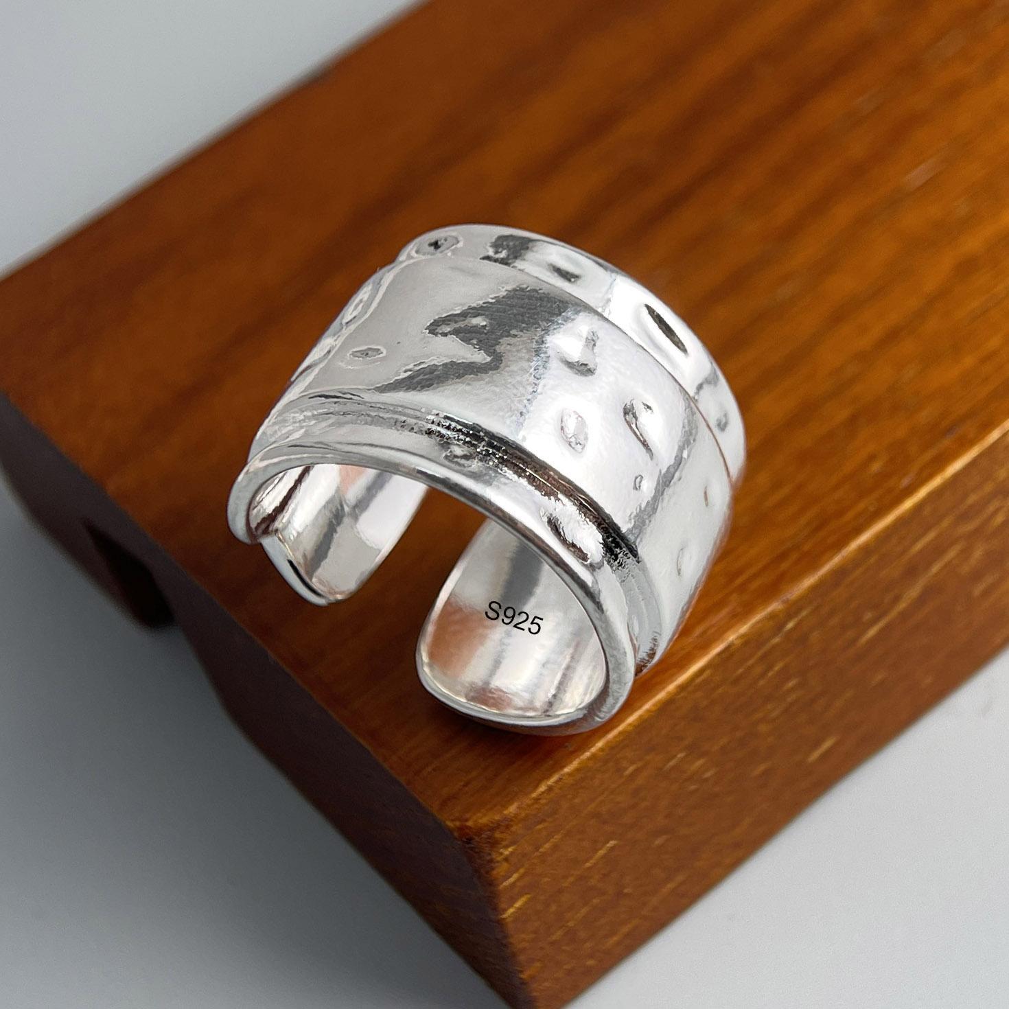

925 Sterling Silver Rings for Women Couple Minimalist Handmade Simple Heavy Wide Ring Fine Jewelry Gift Prevent Allergy resizable