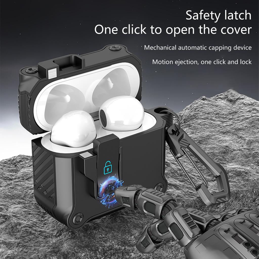 Lock Case Earbuds Tactical Guard Shell For Pods 4 Protector With Auto Release Top And Enhances Impact Resistance