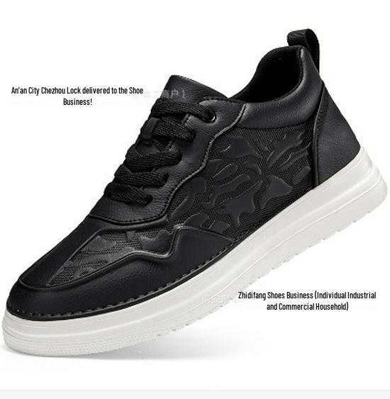 Autumn Men s Casual Embossed Cowhide Height-Increasing Thick Sole White Sports Shoes 41