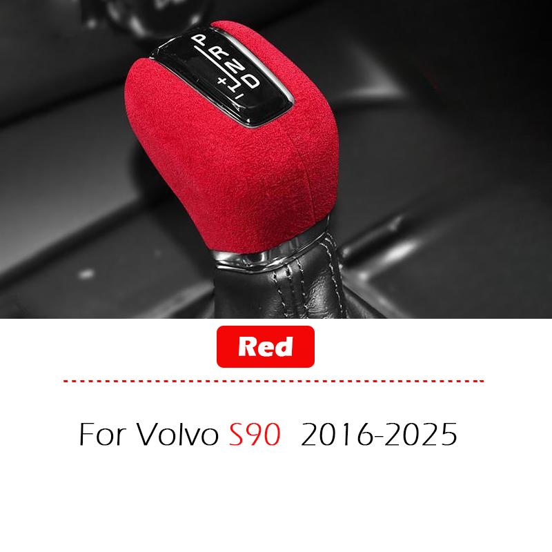 For Volvo S60 S90 V60 V90 XC60 XC90 2016-2015 Suede Leather Gear Shift Knob Cover Trim Replacement Parts Red Dark Grey Style