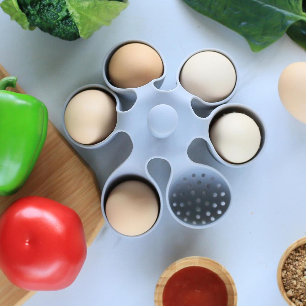 4/6 Grids Egg Holder With Anti-Scald Handle High-Temperature Resistant Silicone Egg Cooker For Home Kitchen Eggs Storage Tools