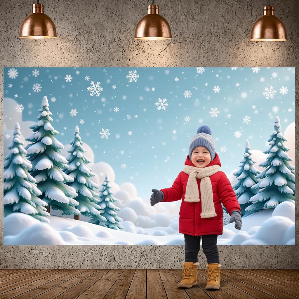 Xmas Banner Snow-Covered Christmas Holiday Background Winter Scene Display Pine Tree Design Holiday Background For Family Winter