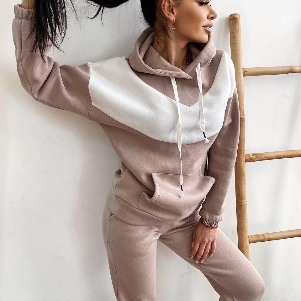 ქალის ქუდის კომპლექტი სარბენი კომპლექტი სირბილის კოსტიუმები სპორტულ შარვალი 2 ცალი სპორტული ტანსაცმელი Womwen's Sports Suits