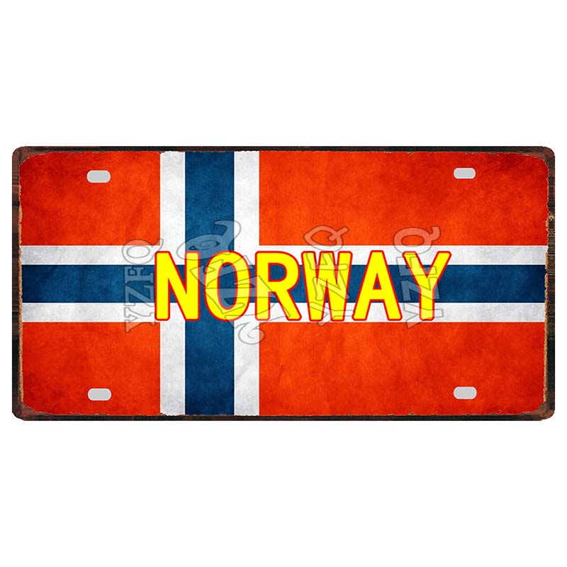 [YZFQ ]30X15CM Nationalflagge Marokko Norwegen Zypern Metallblechschild Stadt Reise Souvenir Wand Kneipe Geschäft Heimhandwerk Dekor DC-1345B