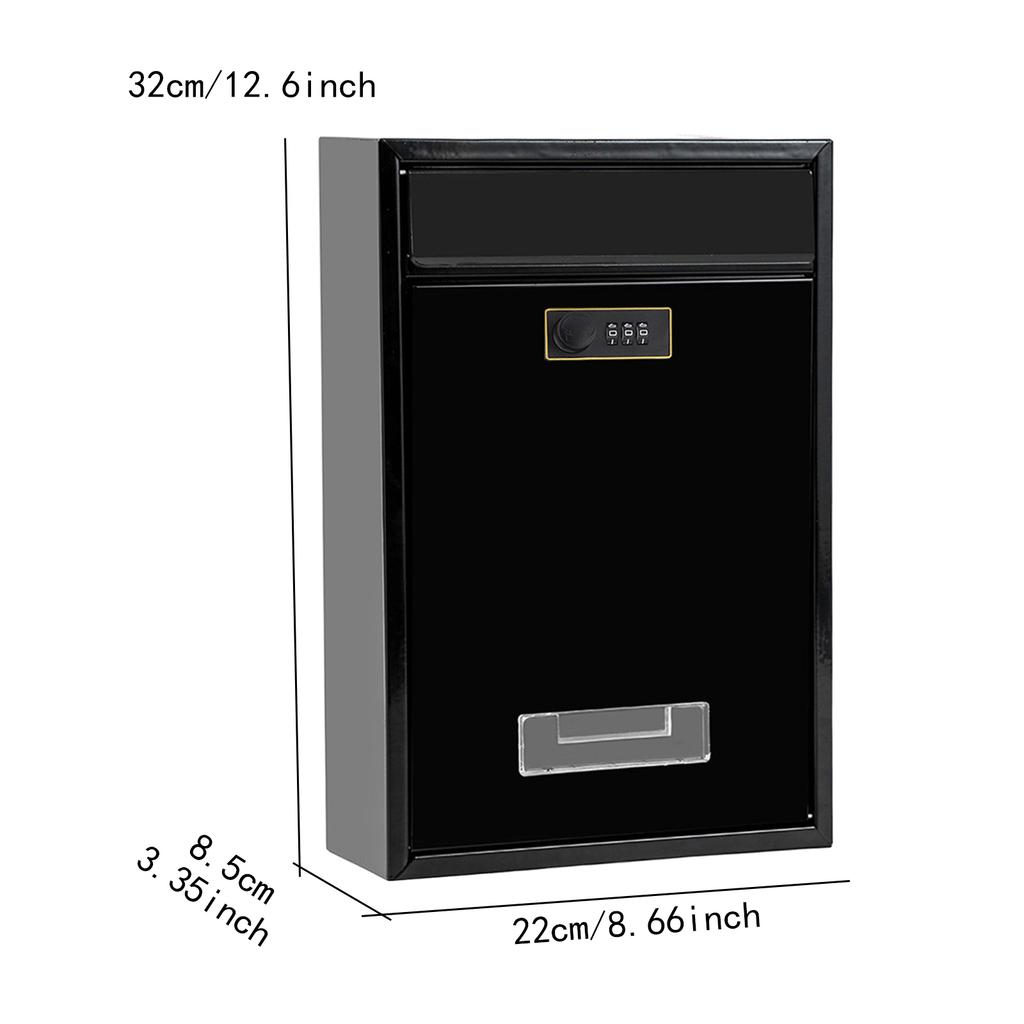 Large Capacity Locking Mailbox, Wall Mount Outdoor Metal Mail Box with 2 Keys, Waterproof Secure Postbox for Home Gate