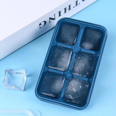 Safe Silicone Ice Cube Molds With Lid 6 Grids Square Ice Molds Reusable Whiskey I Ce Cube Molds DIY Homemade Barware