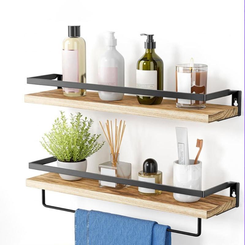 Sturdy Wall Mounted Floating Shelves Multipurpose Floating Shelves Practical Wood Wall Mounted Holder for Bathroom