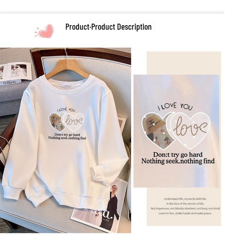 Loose Autumn Sweatshirt for Plus Sizes (200-350 Jin, Bust 150/160)