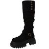 Retro British Style Thick-heeled Thick-soled Boots for Women's Autumn and Winter Fashion Versatile Suede and Thin Two Wear High-heeled Knight Boots