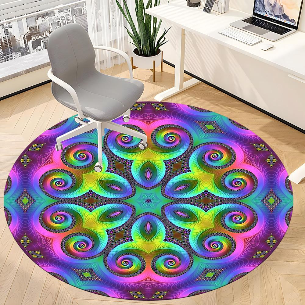 1pc Psychedelic Pattern Chair Carpet for Office Non-Slip Mat for Office - Decorative Floor Mat  yy251030262
