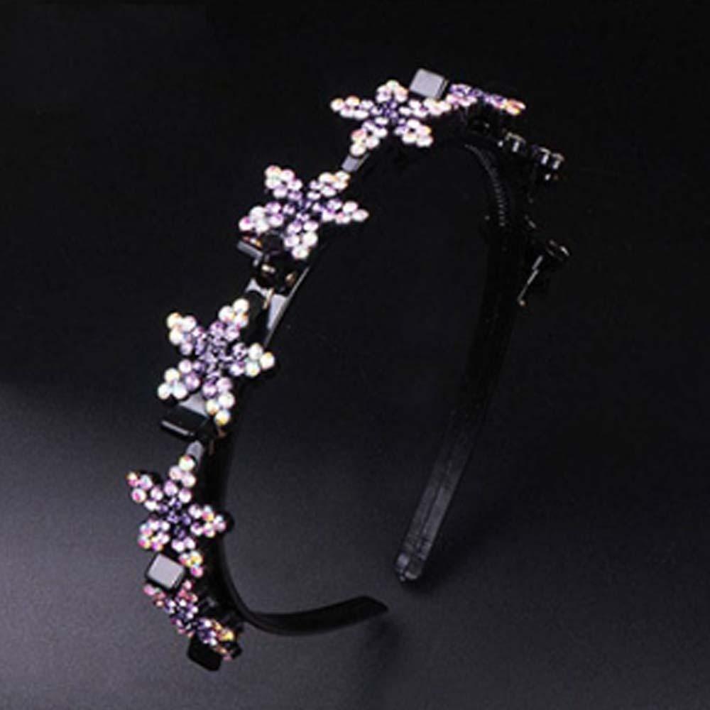 Elegant Women Pearl Hair Hoop Sweet Rhinestone Bangs Clip Headband Hair Bands with Clips  Gifts