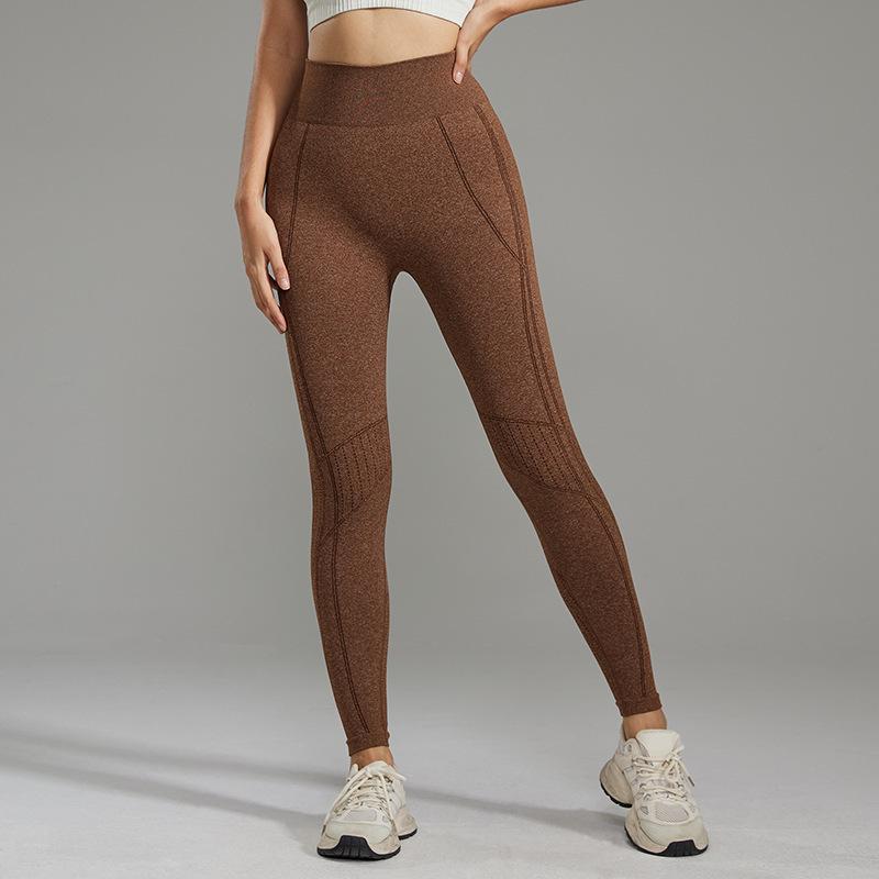 Seamless High-Waist Yoga Pants Elastic Hip-Lifting Outdoor Autumn Winter Fitness Tights Women
