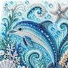Nautical Style Home Ornament Ocean Faux Pearl Painting Kit, Marine Life 3D Art DIY Decorative Bead Picture Set Sea Turtle Fish Craft for Adults,