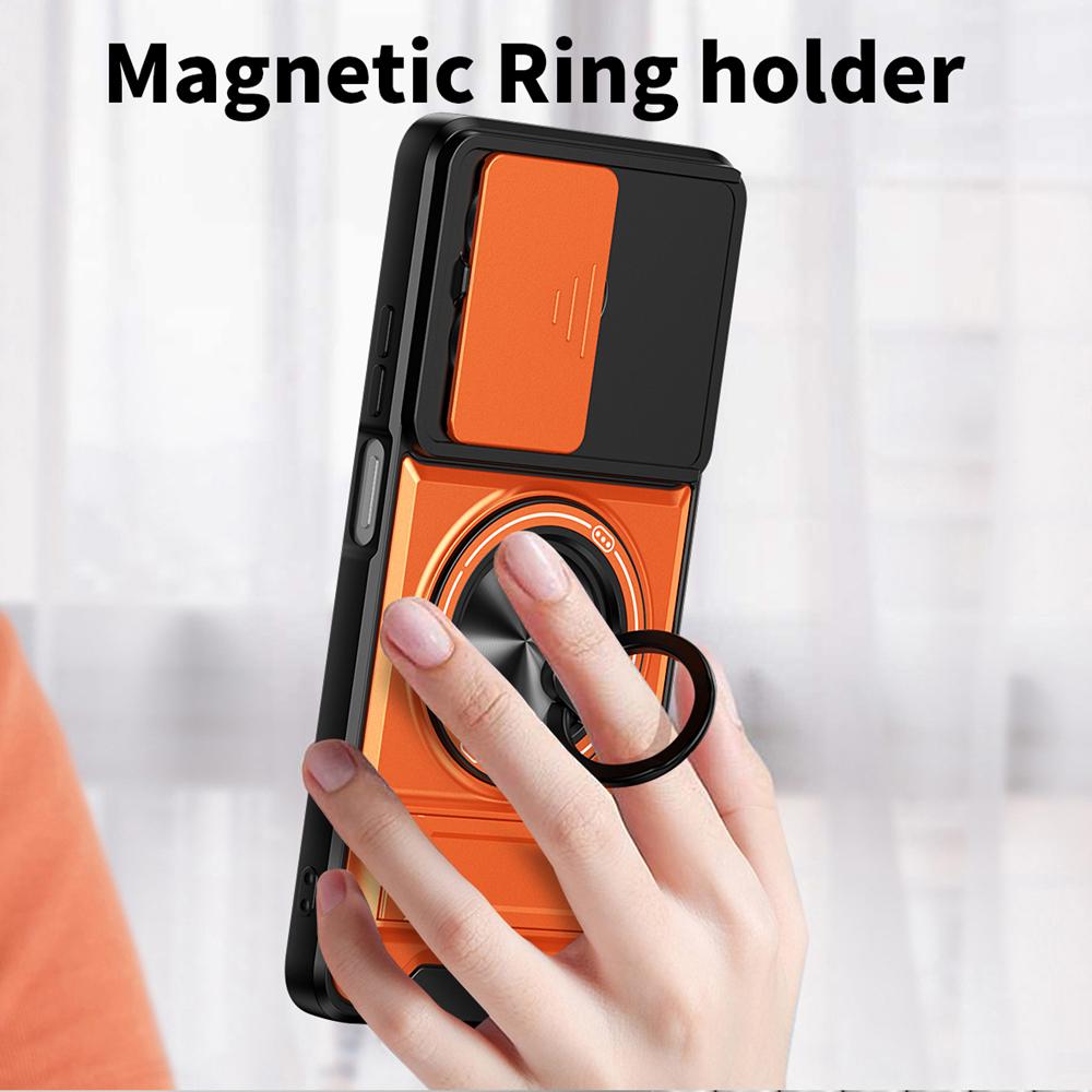 KEYSION Magnetic Phone Case for OPPO A3 A3X 5G A5i Slide Camera Protection Upright Kickstand 360 Ring Shockproof Back Cover