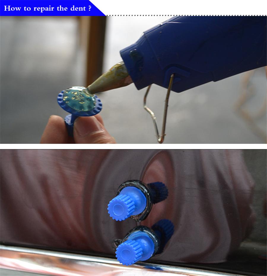 Dent Repair Tool Kit Without Painting: 30 X Glue-in Traction Plates with T-handle and Slider Hammer