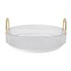 Round Storage Tray 360 Degree Rotating Waterproof Clear Desktop   Display Tray with Dual Handles for Bedroom Bathroom