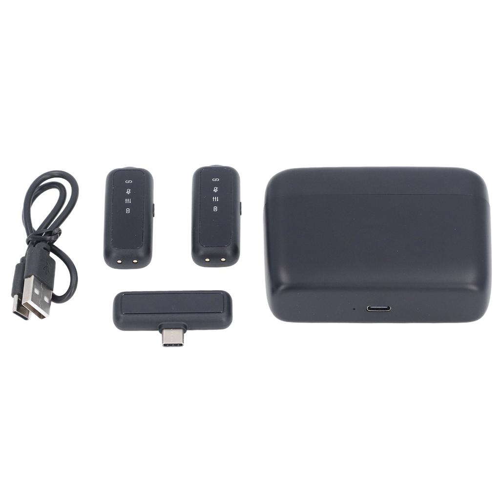 2pcs Wireless Lavalier Microphone with Charging Case Clip On Lapel Microphone Wireless for Video Recording Vlogging