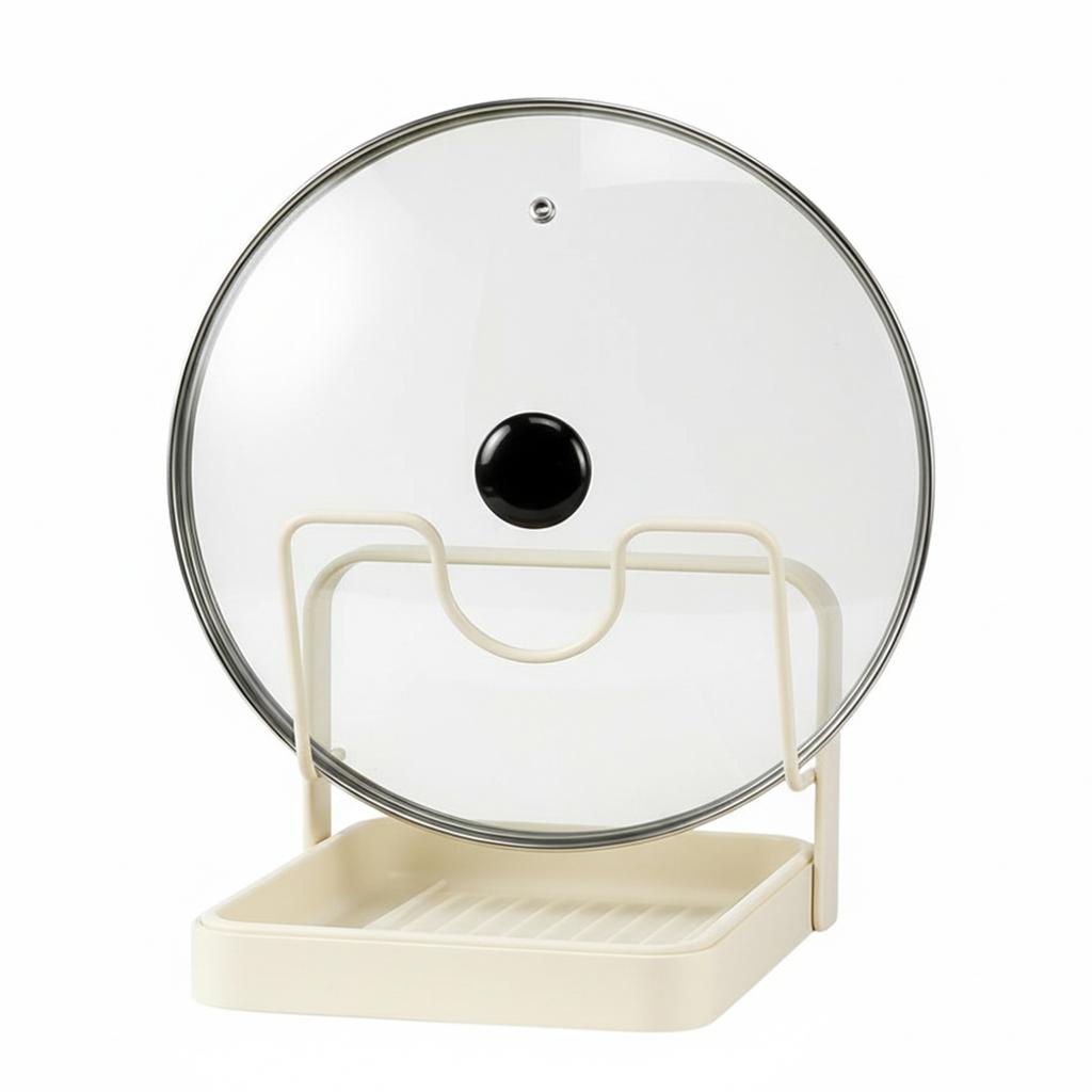 Pot Lid Storage Rack Kitchen Cabinet Cutting Board Storage Organiser Rack Space-Saving Removable Draining Tray (No Pot Lid)