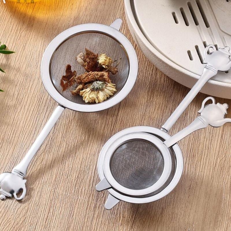 Food Grade 304 Stainless Steel Teas Infuser Basket Fine Mesh Strainers With Ergonomic Handle For Hot Iced Beverages